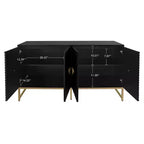 Meuble de Rangement Moderne Okak avec 4 Portes Sculptées et Étagère Réglable, Buffet de Salle à Manger Meuble Bar à Café pour Salon, Salle à Manger, Cuisine