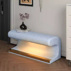 Banc pouf rembourré en cuir moderne Okak avec tabouret repose-pieds doux à LED à détecteur de mouvement pour le salon, l'entrée, le bout de lit