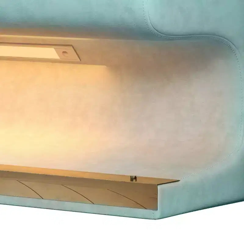 Banc pouf rembourré en cuir moderne Okak avec tabouret repose-pieds doux à LED à détecteur de mouvement pour le salon, l'entrée, le bout de lit