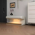 Banc pouf rembourré en cuir moderne Okak avec tabouret repose-pieds doux à LED à détecteur de mouvement pour le salon, l'entrée, le bout de lit