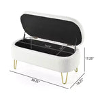 Banc ottoman de rangement ovale Okak avec pieds en métal souple rembourrés, tabouret repose-pieds de rangement avec charnière de sécurité pour salon, entrée, chambre