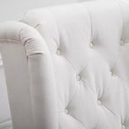 Fauteuil d'appoint Okak, fauteuil de salon capitonné avec coussin arrondi rembourré, fauteuil à dossier haut et accoudoirs avec pieds en bois pour salon et chambre