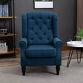 Fauteuil d'appoint Okak, fauteuil de salon capitonné avec coussin arrondi rembourré, fauteuil à dossier haut et accoudoirs avec pieds en bois pour salon et chambre