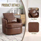 Okak Fauteuil pivotant moderne 360° avec double coussin moelleux, fauteuil de loisirs, fauteuil club pour hôtel, salon, chambre à coucher