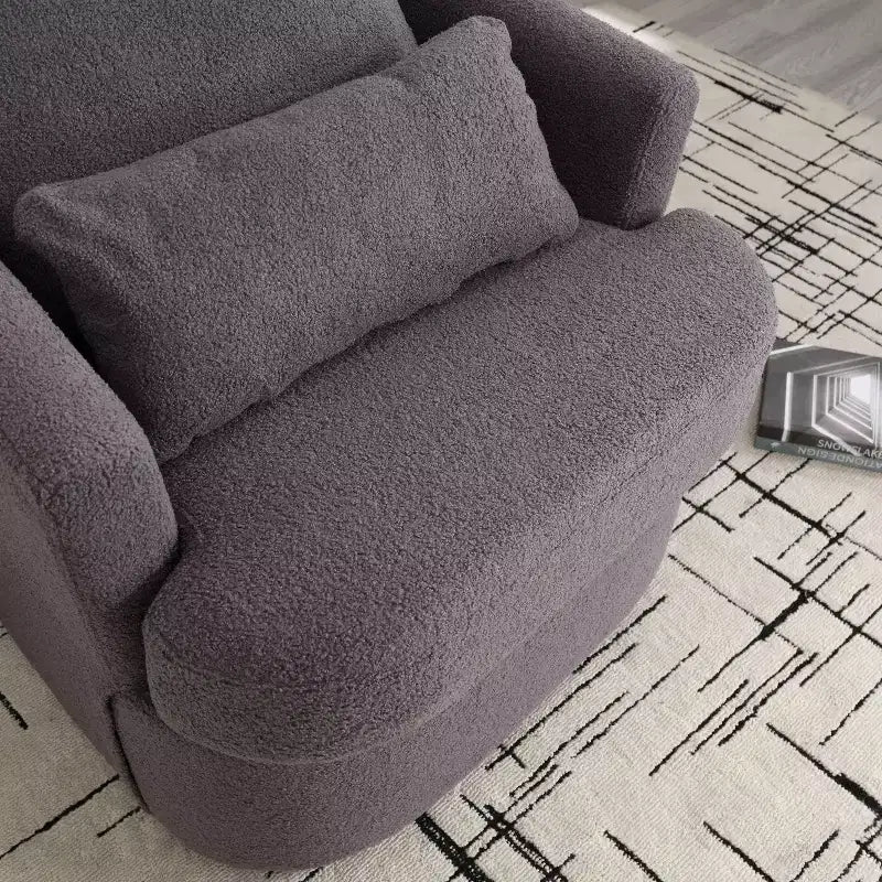 Okak Fauteuil pivotant moderne 360° avec double coussin moelleux, fauteuil de loisirs, fauteuil club pour hôtel, salon, chambre à coucher