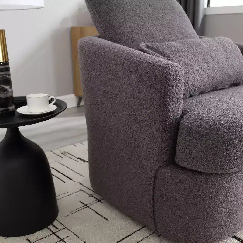 Okak Fauteuil pivotant moderne 360° avec double coussin moelleux, fauteuil de loisirs, fauteuil club pour hôtel, salon, chambre à coucher