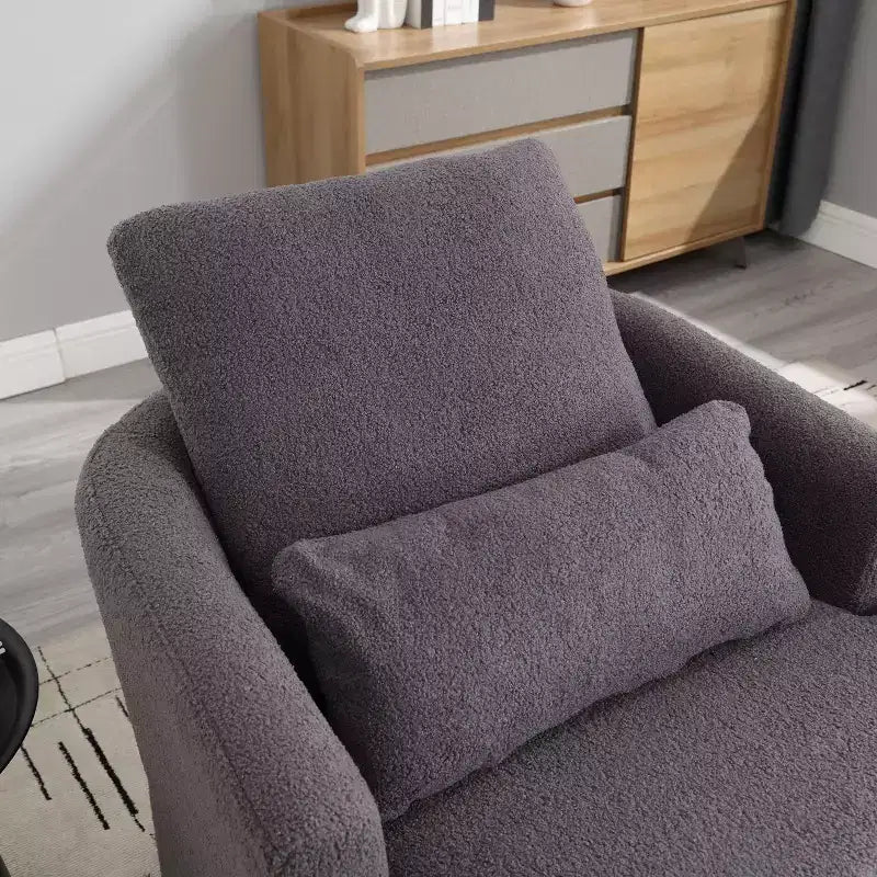 Okak Fauteuil pivotant moderne 360° avec double coussin moelleux, fauteuil de loisirs, fauteuil club pour hôtel, salon, chambre à coucher