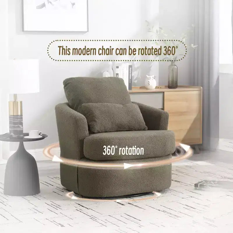 Okak Fauteuil pivotant moderne 360° avec double coussin moelleux, fauteuil de loisirs, fauteuil club pour hôtel, salon, chambre à coucher