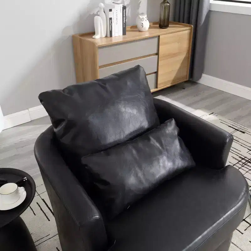 Okak Fauteuil pivotant moderne 360° avec double coussin moelleux, fauteuil de loisirs, fauteuil club pour hôtel, salon, chambre à coucher
