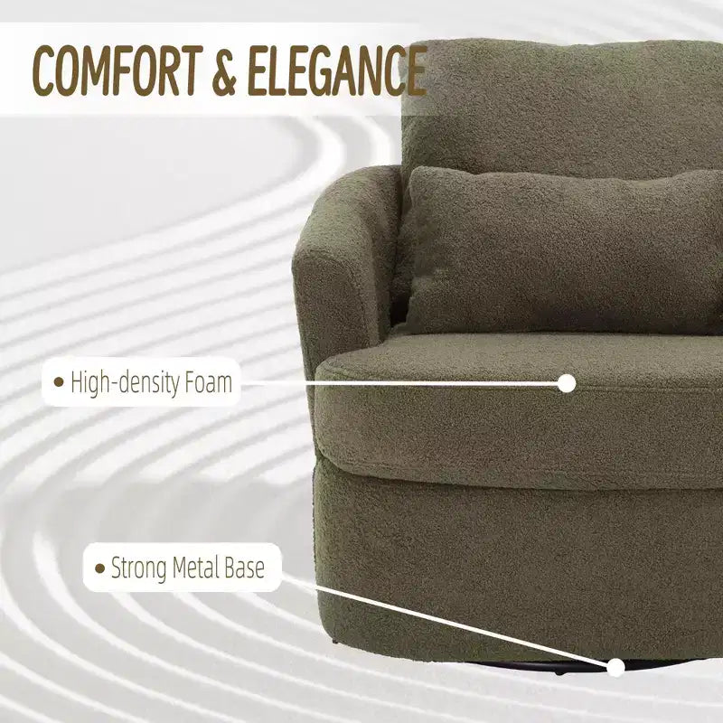 Okak Fauteuil pivotant moderne 360° avec double coussin moelleux, fauteuil de loisirs, fauteuil club pour hôtel, salon, chambre à coucher