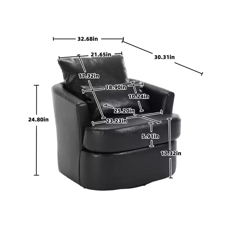 Okak Fauteuil pivotant moderne 360° avec double coussin moelleux, fauteuil de loisirs, fauteuil club pour hôtel, salon, chambre à coucher