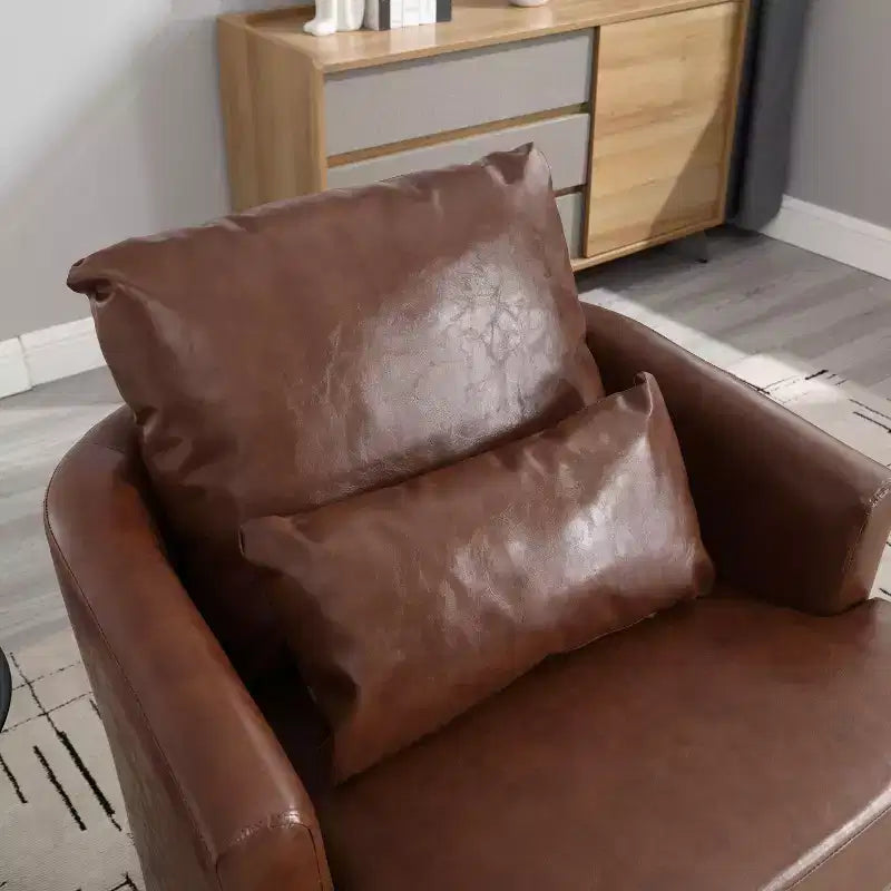 Okak Fauteuil pivotant moderne 360° avec double coussin moelleux, fauteuil de loisirs, fauteuil club pour hôtel, salon, chambre à coucher