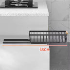 Organisateur de placard coulissant, panier de placard en maille coulissant multifonctionnel avec 2 lignes de voiture, pour cuisine garde-manger salle de bain chambre noir