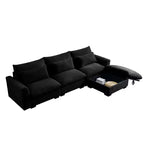 Canapé d'angle convertible Okak Comfy avec pouf de rangement et 3 oreillers, canapé moderne en velours côtelé pour salon, appartement