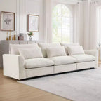 Canapé d'angle convertible Okak Comfy avec pouf de rangement et 3 oreillers, canapé moderne en velours côtelé pour salon, appartement