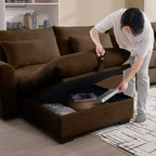 Canapé d'angle convertible Okak Comfy avec pouf de rangement et 3 oreillers, canapé moderne en velours côtelé pour salon, appartement