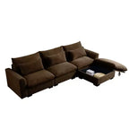 Canapé d'angle convertible Okak Comfy avec pouf de rangement et 3 oreillers, canapé moderne en velours côtelé pour salon, appartement