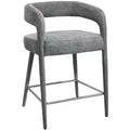 25 Gray Metal and Fabric Low Back Counter Height Bar Chair