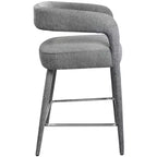 25 chaises de bar de comptoir grises en métal et tissu à dossier bas