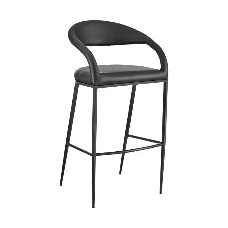 HomeRoots 30 Chaise de bar basse en similicuir noir et fer forgé