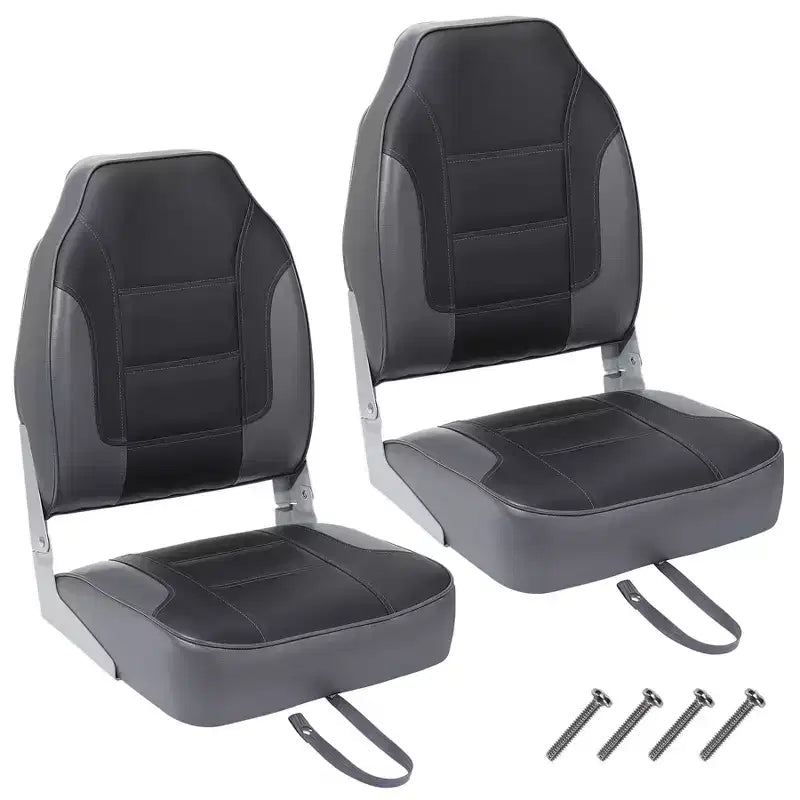 2 Pack Low Back Folding Boat Seats - 19x16.5 Thick Elastic Cushio Boat Chair, Waterproof Fishing Chairs for Bass Tracker for Sightseeing Boats