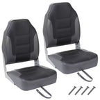 2 Pack Low Back Folding Boat Seats - 19x16.5 Thick Elastic Cushio Boat Chair, Waterproof Fishing Chairs for Bass Tracker for Sightseeing Boats