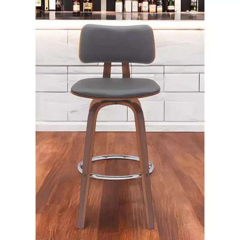 HomeRoots Chaise de bar pivotante à dossier bas 30 po en similicuir gris et brun