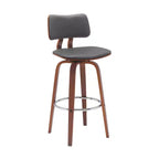 HomeRoots Chaise de bar pivotante à dossier bas 30 po en similicuir gris et brun