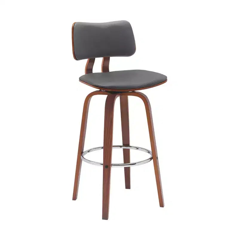 HomeRoots Chaise de bar pivotante à dossier bas 30 po en similicuir gris et brun