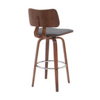 HomeRoots Chaise de bar pivotante à dossier bas 30 po en similicuir gris et brun