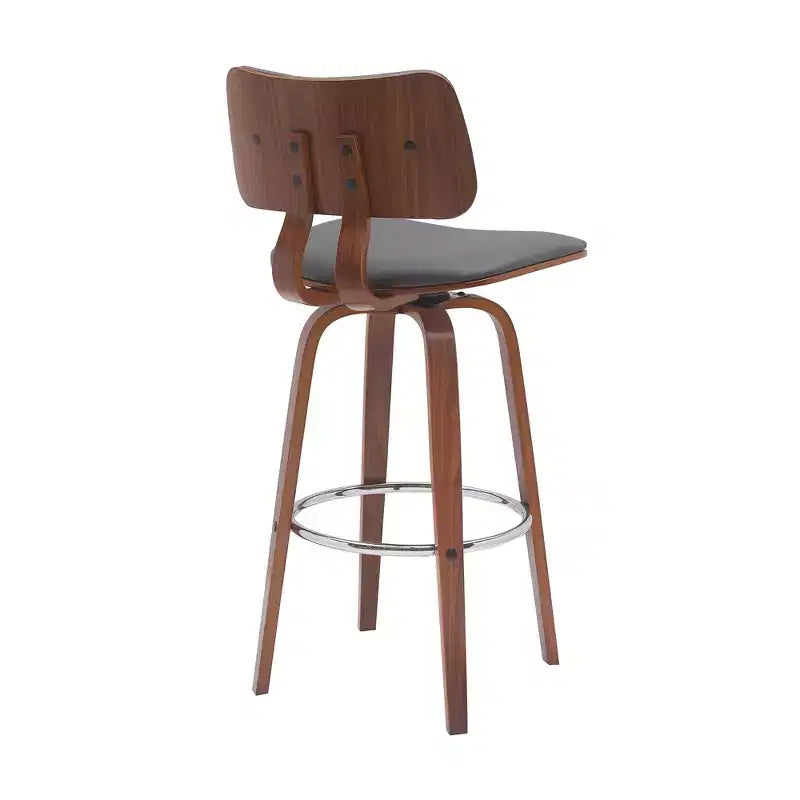 HomeRoots Chaise de bar pivotante à dossier bas 30 po en similicuir gris et brun