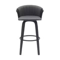 HomeRoots 30 Gray And Black Faux Leather Swivel Bar Height Bar Chair