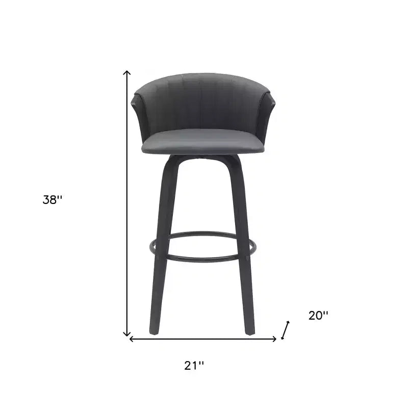 Chaise de bar pivotante HomeRoots 30 en similicuir gris et noir, hauteur comptoir
