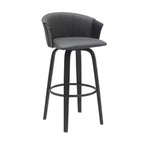 Chaise de bar pivotante HomeRoots 30 en similicuir gris et noir, hauteur comptoir
