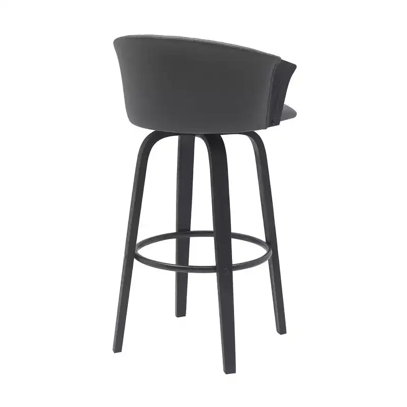 Chaise de bar pivotante HomeRoots 30 en similicuir gris et noir, hauteur comptoir