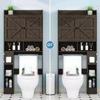 Dyonery 70 Meuble de rangement sur toilettes avec portes de grange, étagère de salle de bain haute avec porte-papier toilette, pour toilettes, buanderie, blanc