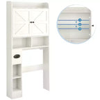 Dyonery 70 Meuble de rangement sur toilettes avec portes de grange, étagère de salle de bain haute avec porte-papier toilette, pour toilettes, buanderie, blanc