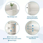 Dyonery 70 Meuble de rangement sur toilettes avec portes de grange, étagère de salle de bain haute avec porte-papier toilette, pour toilettes, buanderie, blanc