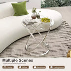 Table basse en verre, table basse ronde avec cadre en métal annulaire, table basse minimaliste moderne