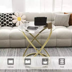 Table basse en verre, table basse ronde avec cadre en métal annulaire, table basse minimaliste moderne