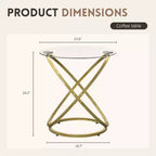 Table basse en verre, table basse ronde avec cadre en métal annulaire, table basse minimaliste moderne
