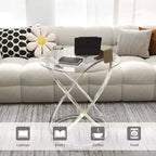 Table basse en verre, table basse ronde avec cadre en métal annulaire, table basse minimaliste moderne
