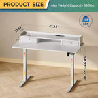 GALAXHERO Bureau debout électrique réglable de 48 à 24 pouces avec tiroirs pour bureau à domicile, bureau assis-debout avec étagère de rangement