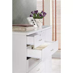 Commode jumbo HomeStock à 7 tiroirs, cinq grands tiroirs, deux petits tiroirs avec deux serrures, tringle de suspension et trois étagères, commode verticale