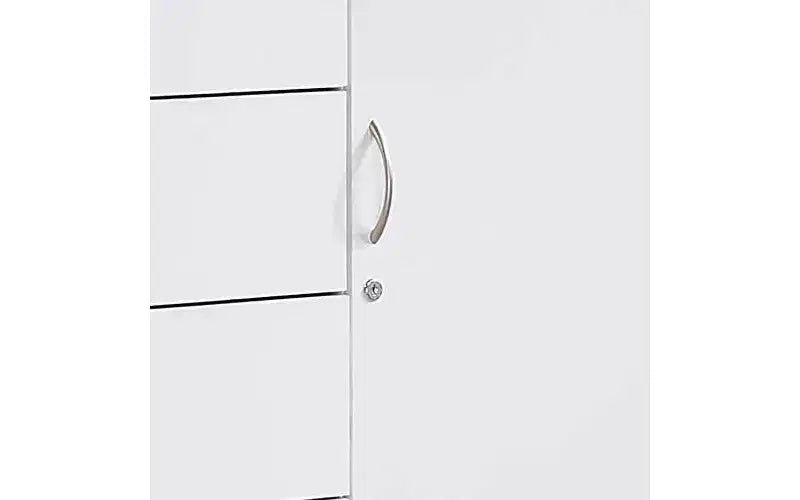 Commode jumbo HomeStock à 7 tiroirs, cinq grands tiroirs, deux petits tiroirs avec deux serrures, tringle de suspension et trois étagères, commode verticale