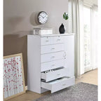 Commode jumbo HomeStock à 7 tiroirs, cinq grands tiroirs, deux petits tiroirs avec deux serrures, tringle de suspension et trois étagères, commode verticale