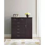 Commode jumbo HomeStock à 7 tiroirs, cinq grands tiroirs, deux petits tiroirs avec deux serrures, tringle de suspension et trois étagères, commode verticale