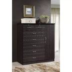 Commode jumbo HomeStock à 7 tiroirs, cinq grands tiroirs, deux petits tiroirs avec deux serrures, tringle de suspension et trois étagères, commode verticale
