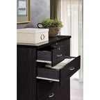 Commode jumbo HomeStock à 7 tiroirs, cinq grands tiroirs, deux petits tiroirs avec deux serrures, tringle de suspension et trois étagères, commode verticale