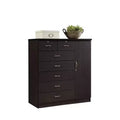 HomeStock 7 Drawer Jumbo Chest, Five Large Drawers, Two Smaller Drawers with Two Lock, Hanging Rod, and Three Shelves, Vertical Dresser